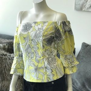 Yellow and White Floral Off Shoulder Top